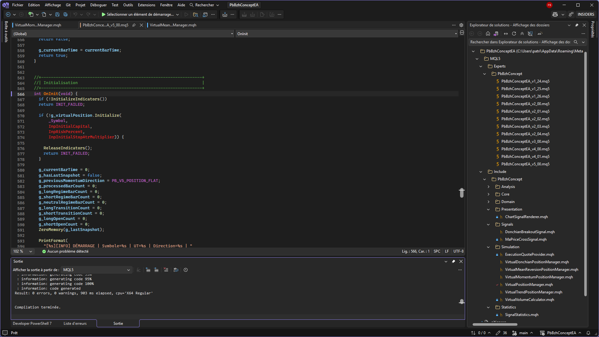 Capture de MQL5Tools pour Visual Studio